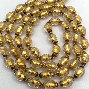 Vintage Art Deco Gold Foil Art Glass Necklace